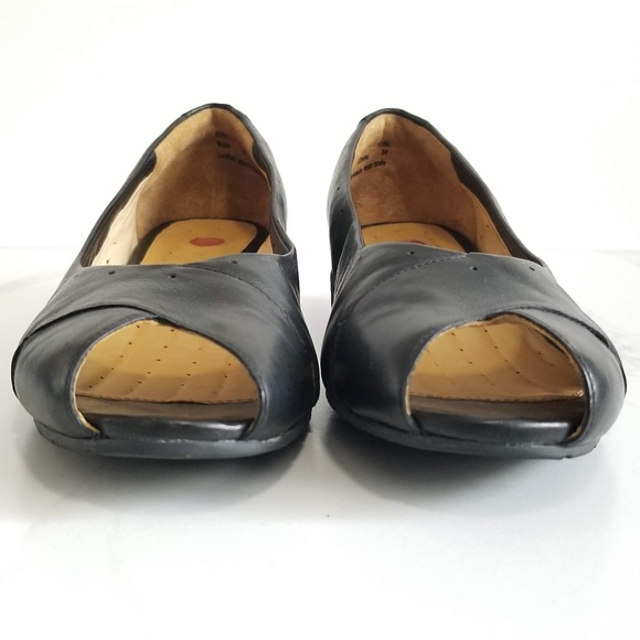 Clarks Unstructured Pumps Peep Toe Low Heels - Picture 9 of 12